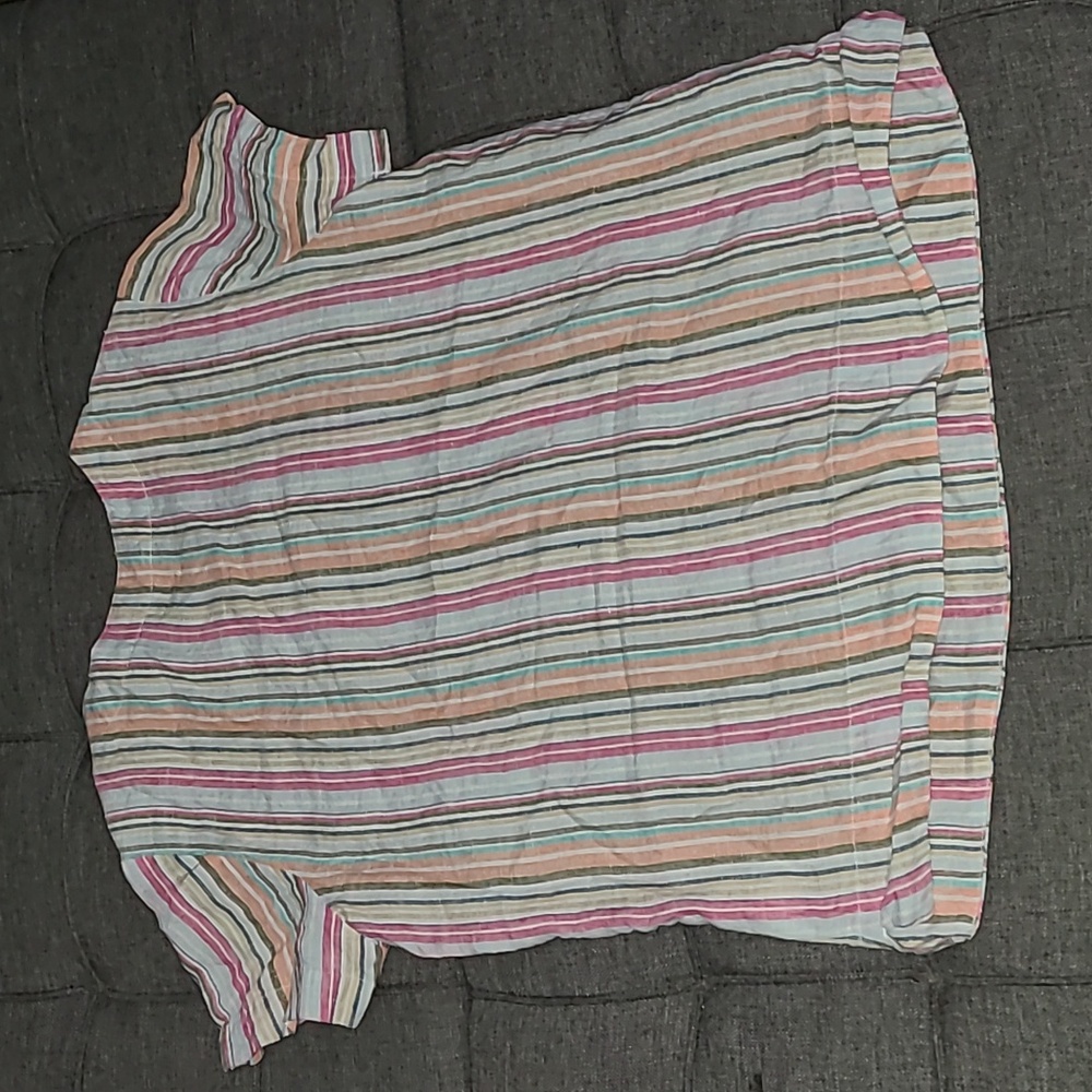 Land's End Linen colorful striped shirt sleeve shirt‎ top sz Small - Picture 5 of 8